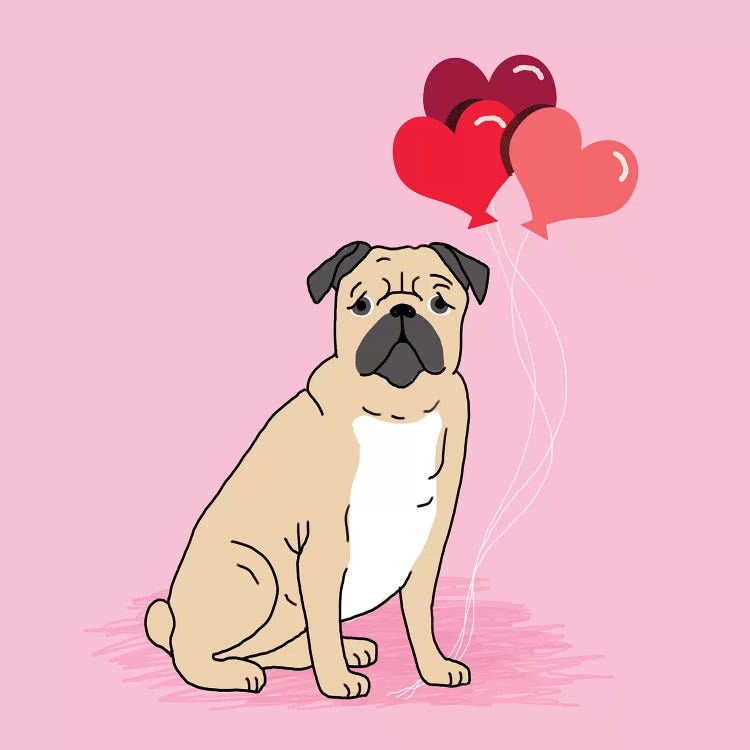 Pug Love Balloons