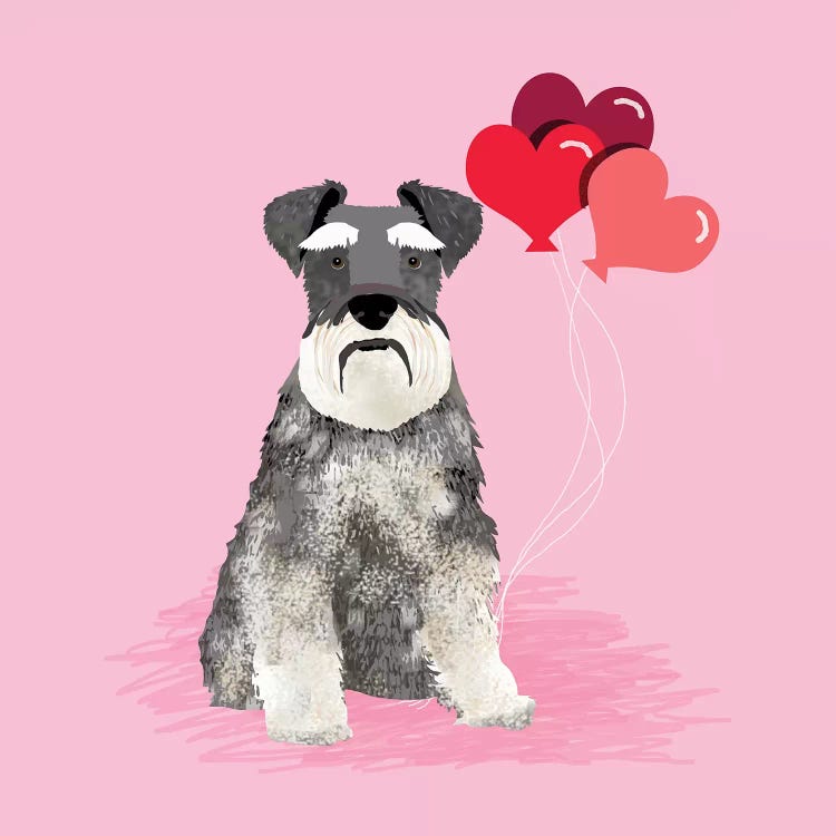 Schnauzer Love Balloons by Pet Friendly wall art