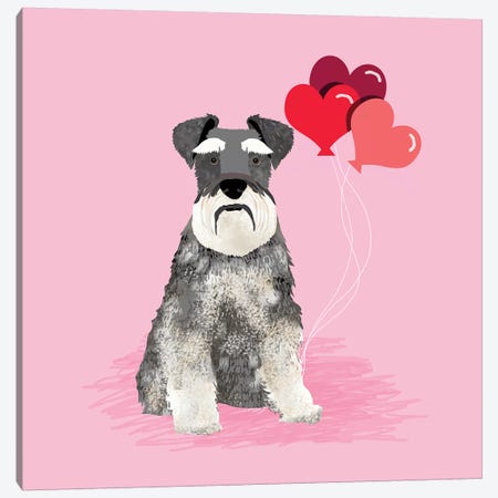 Schnauzer Love Balloons Canvas Print #PET115} by Pet Friendly Canvas Art Print