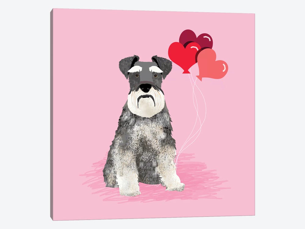 Schnauzer Love Balloons by Pet Friendly 1-piece Canvas Print