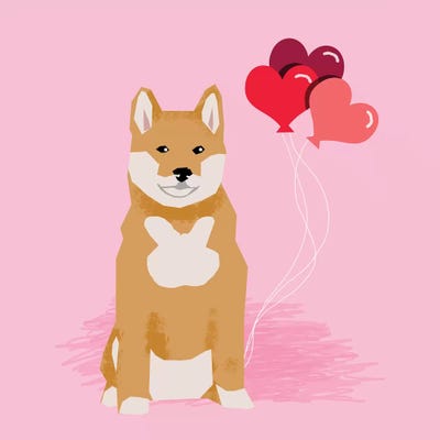 Shiba Inu Love Balloons by Pet Friendly canvas print