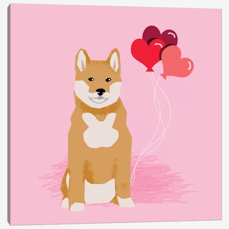 Shiba Inu Love Balloons Canvas Print #PET116} by Pet Friendly Art Print