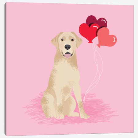Yellow Lab Love Balloons Canvas Print #PET117} by Pet Friendly Canvas Print