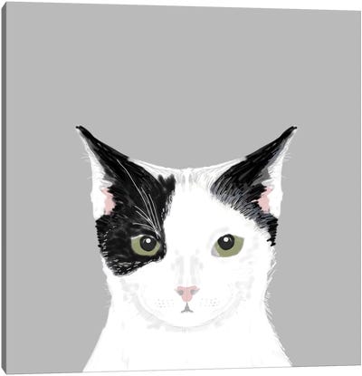 Cat (Black & White) Canvas Art Print - Black & White Animal Art