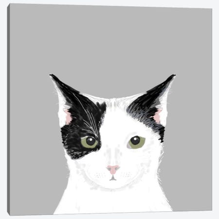 Cat (Black & White) Canvas Print #PET20} by Pet Friendly Art Print