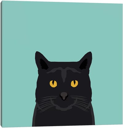 Cat (Black) Canvas Art Print - Cat Art