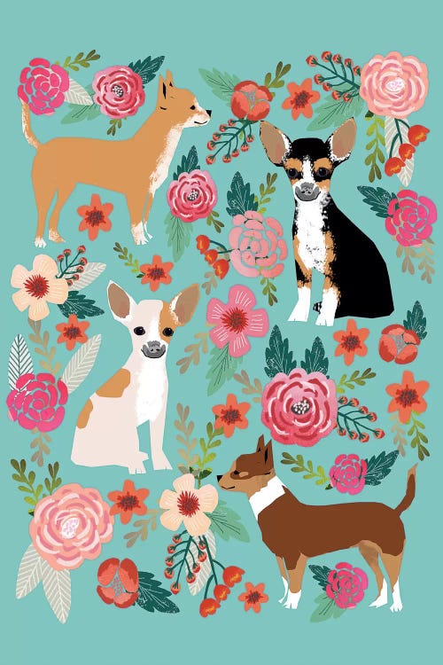 Chihuhua Floral Collage by Pet Friendly wall art