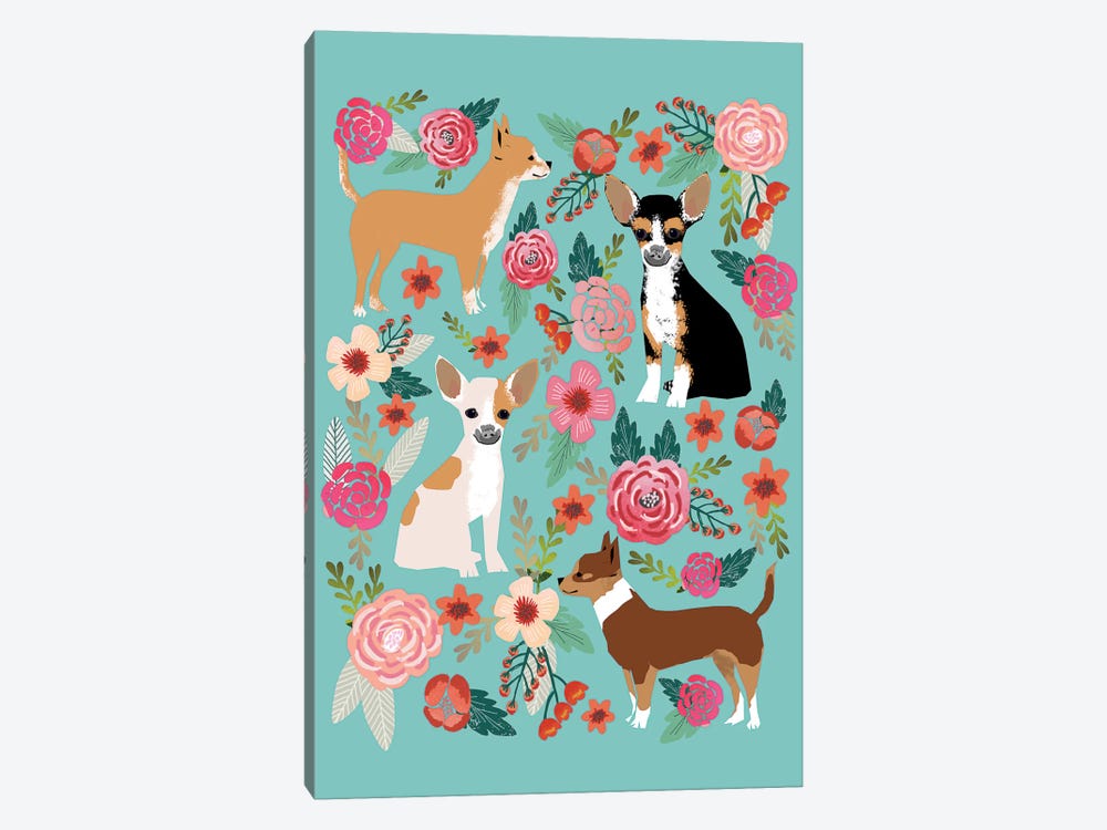 Chihuhua Floral Collage by Pet Friendly 1-piece Canvas Print