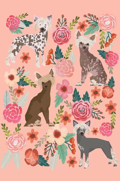 Chinese Crested: Chinese Crested Floral Collage by Pet Friendly