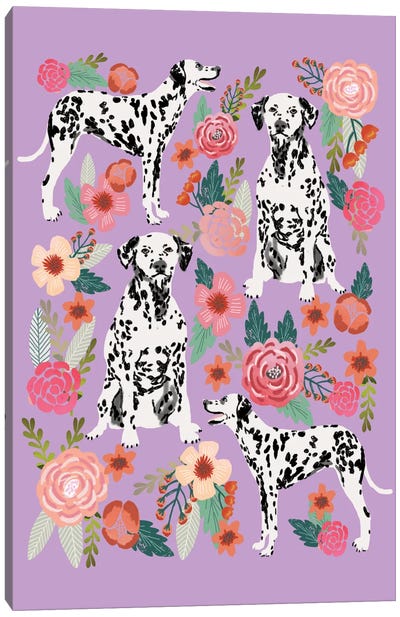 Dalmatian Floral Collage Canvas Art Print - Pet Obsessed