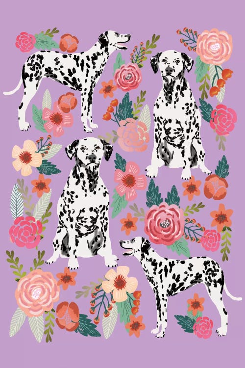 Dalmatian Floral Collage by Pet Friendly wall art