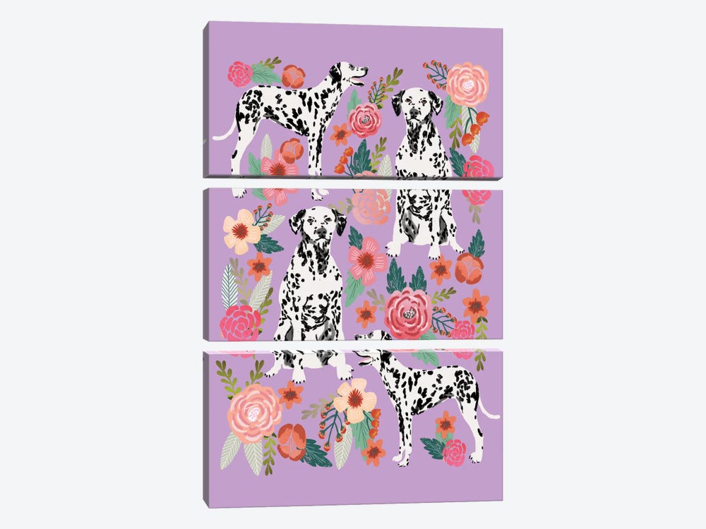 Dalmatian Floral Collage by Pet Friendly 3-piece Art Print