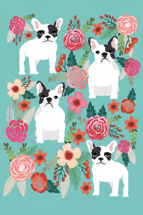 French Bulldog Floral Collage