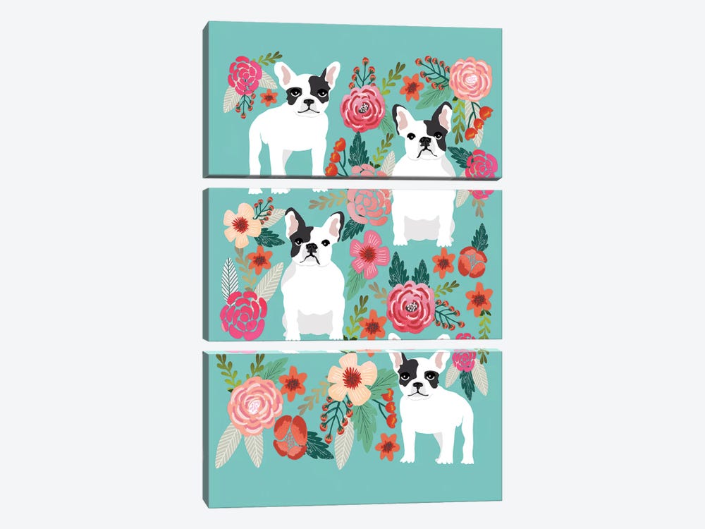 French Bulldog Floral Collage by Pet Friendly 3-piece Canvas Artwork