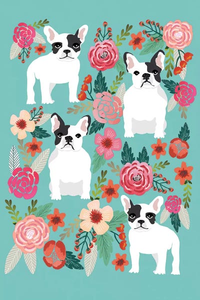 French Bulldog Floral Collage