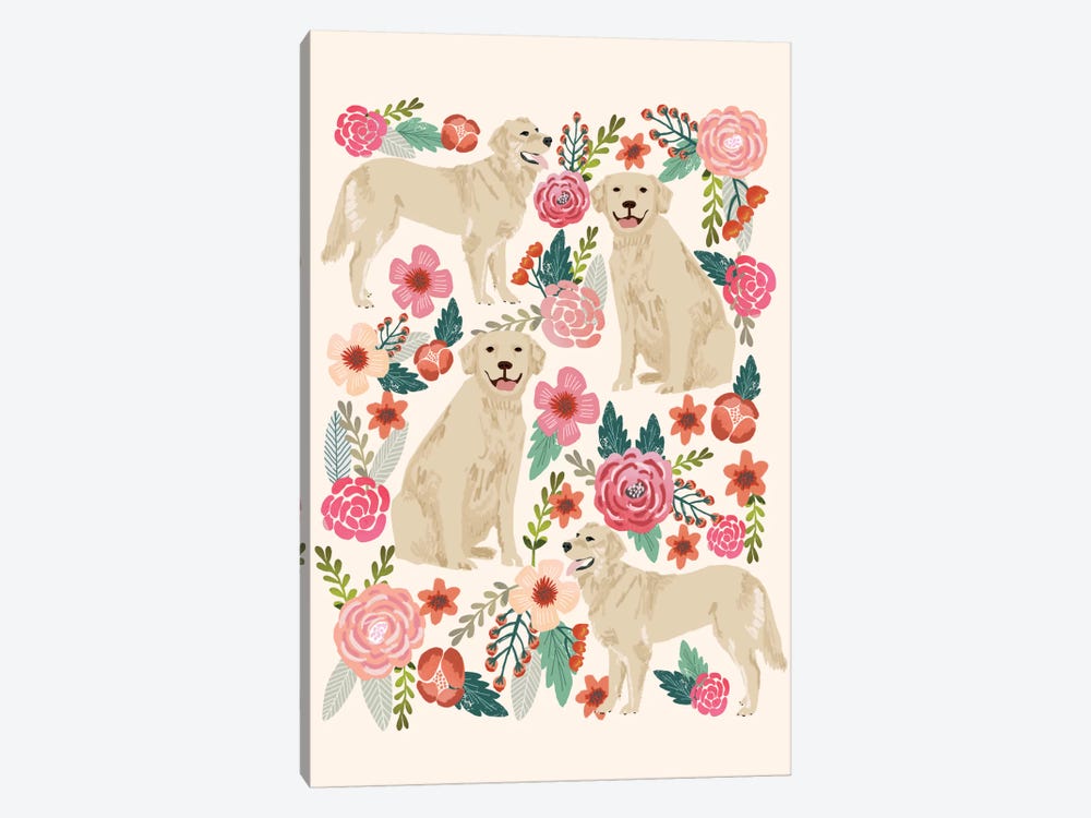 Golden Retriever Floral Collage by Pet Friendly 1-piece Canvas Print