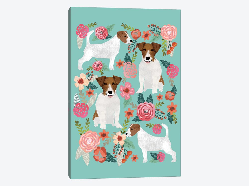 Jack Russell Terrier Floral Collage by Pet Friendly 1-piece Art Print