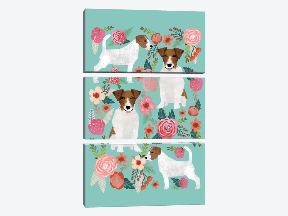 Jack Russell Terrier Floral Collage by Pet Friendly 3-piece Art Print