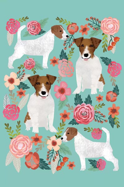 Jack Russell Terriers: Jack Russell Terrier Floral Collage by Pet Friendly