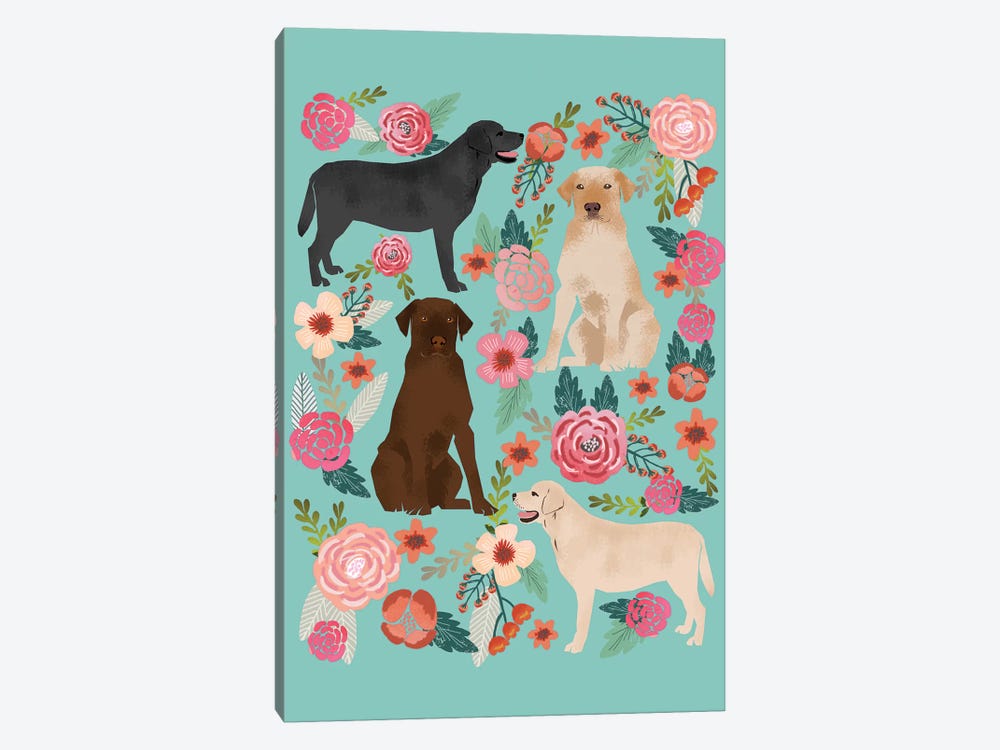 Labrador Floral Collage by Pet Friendly 1-piece Canvas Art Print