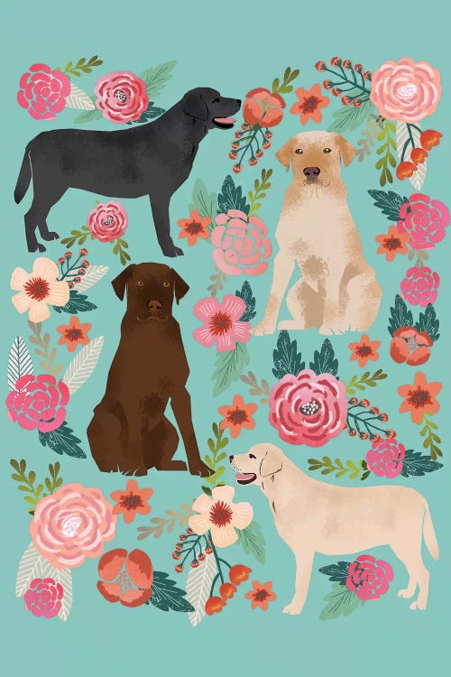 Labrador Floral Collage