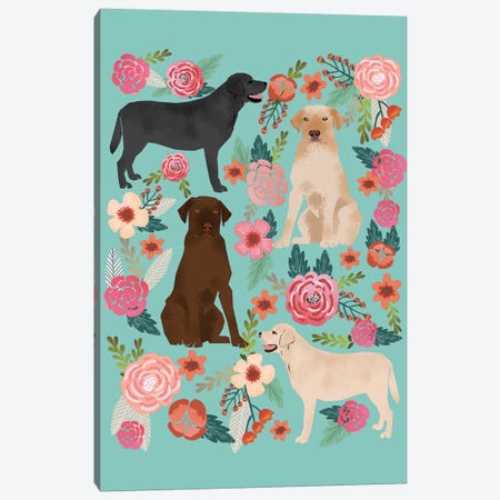 Labrador Floral Collage Canvas Print #PET52} by Pet Friendly Canvas Art