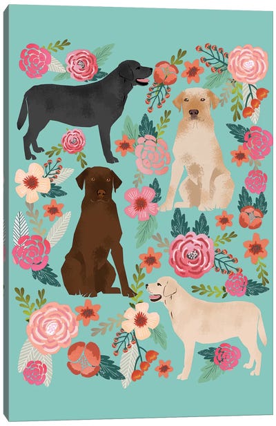 Labrador Floral Collage Canvas Art Print - Pet Friendly