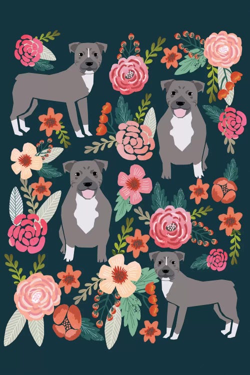 Pit Bull Floral Collage