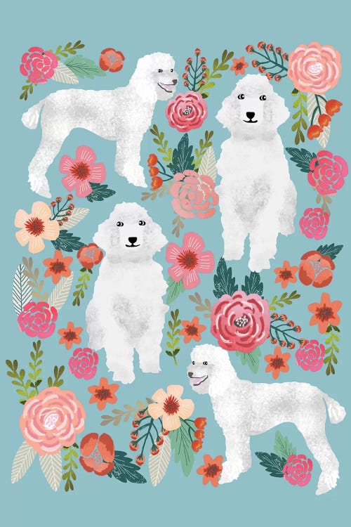 Poodle Floral Collage