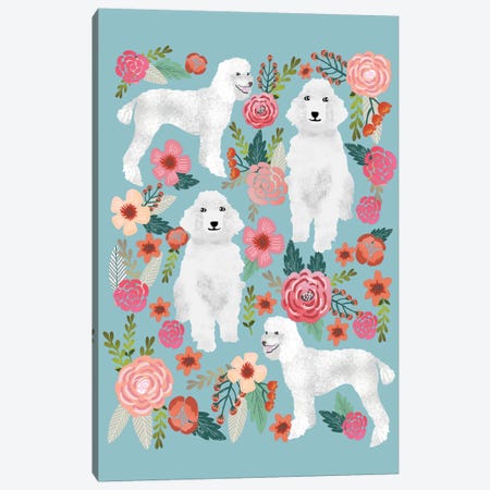 Poodle Floral Collage Canvas Print #PET58} by Pet Friendly Canvas Art