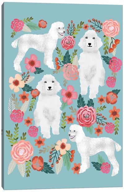 Poodle Floral Collage Canvas Art Print - Poodle Art