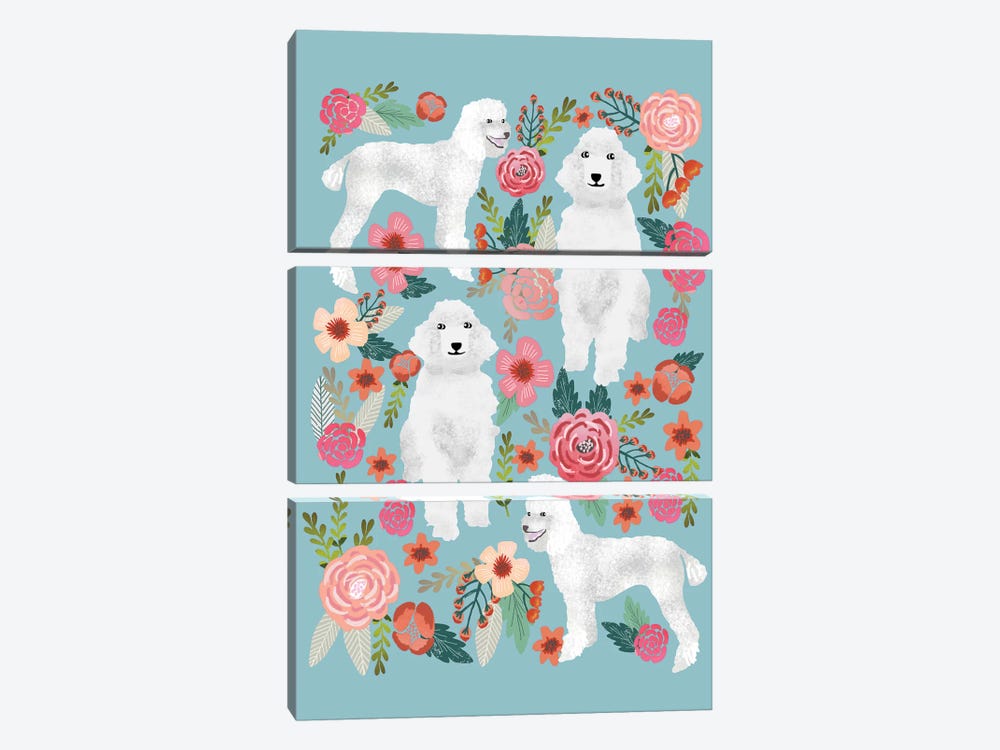 Poodle Floral Collage by Pet Friendly 3-piece Canvas Print