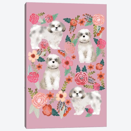 Shih Tzu Floral Collage Canvas Print #PET66} by Pet Friendly Canvas Artwork