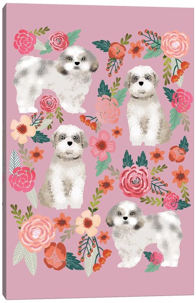 Shih Tzu Floral Collage Canvas Art Print - Pet Friendly