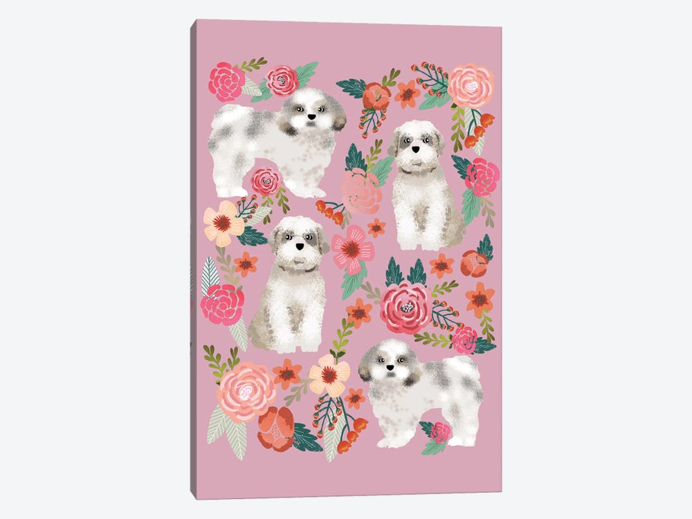 Shih Tzu Floral Collage by Pet Friendly 1-piece Canvas Wall Art
