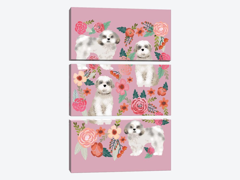 Shih Tzu Floral Collage by Pet Friendly 3-piece Canvas Wall Art