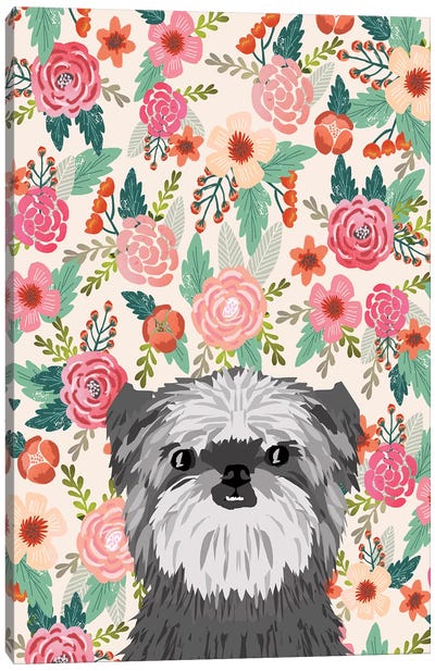 Affenpinscher Floral Canvas Art Print - Pet Friendly