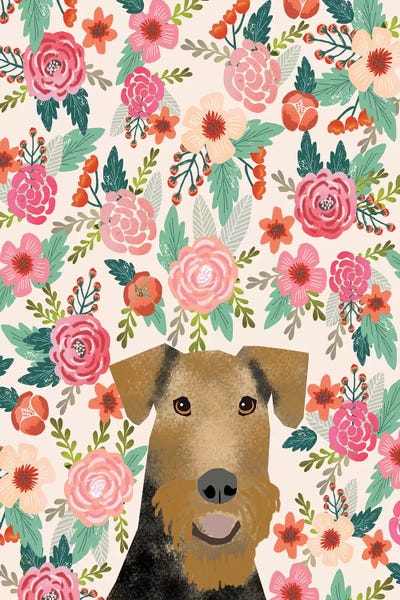 Airedale Terrier Floral by Pet Friendly metal wall art