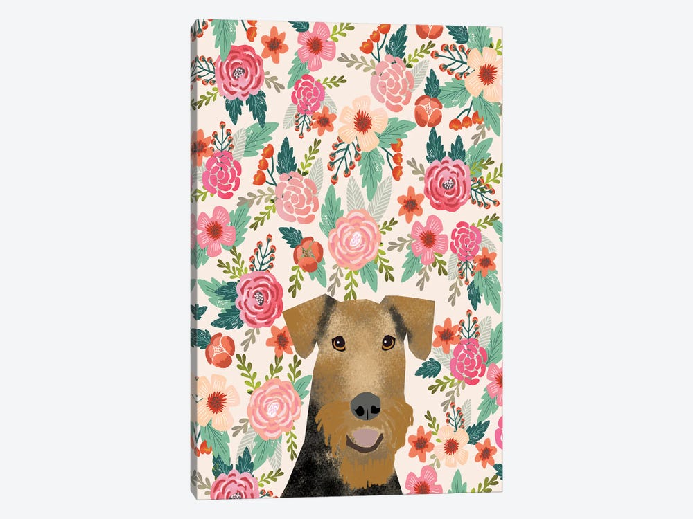 Airedale Terrier Floral by Pet Friendly 1-piece Canvas Artwork