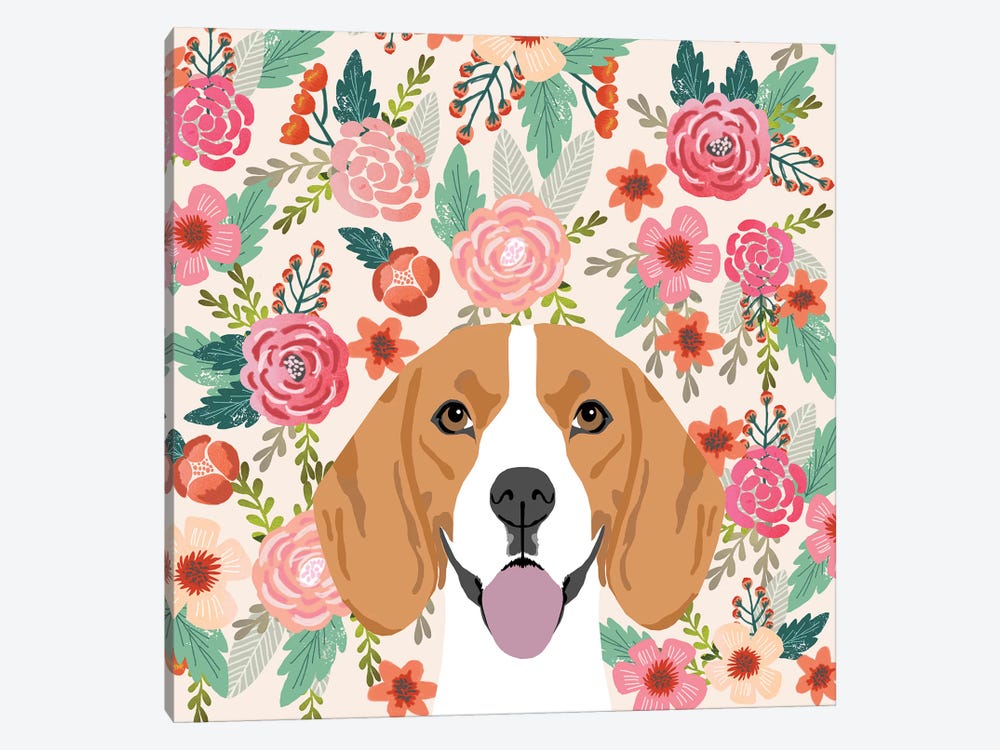 Beagle Floral by Pet Friendly 1-piece Canvas Print
