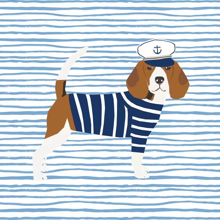 Beagle Nautical by Pet Friendly wall art