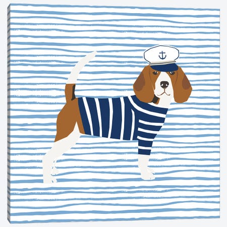 Beagle Nautical Canvas Print #PET77} by Pet Friendly Canvas Art Print