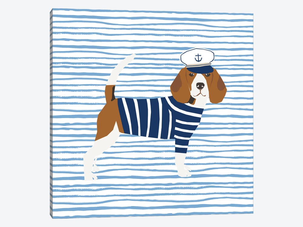 Beagle Nautical by Pet Friendly 1-piece Canvas Wall Art