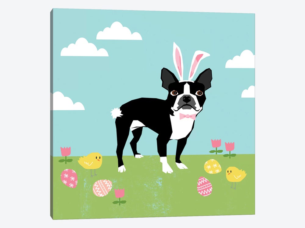 Boston Terrier Easter by Pet Friendly 1-piece Canvas Artwork