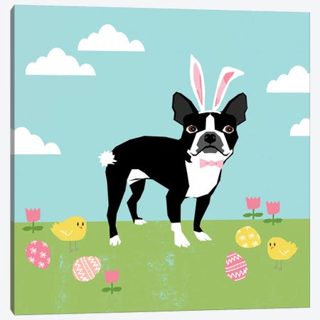 Boston Terrier Easter Canvas Print #PET82} by Pet Friendly Canvas Print