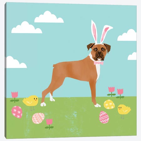 Boxer Easter Canvas Print #PET85} by Pet Friendly Canvas Art