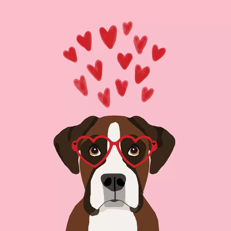 Boxer Love  Glasses by Pet Friendly wall art