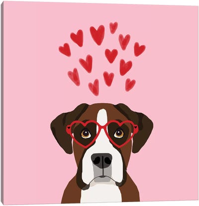 Boxer Love  Glasses Canvas Art Print - Pet Friendly