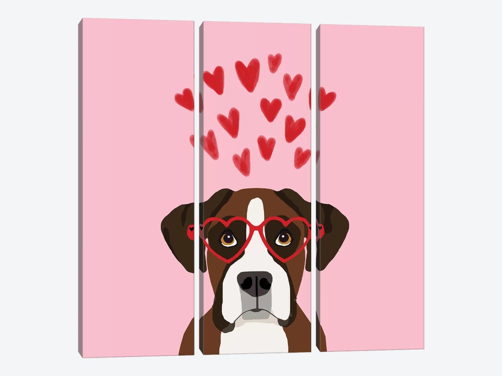 Boxer Love  Glasses by Pet Friendly 3-piece Canvas Artwork