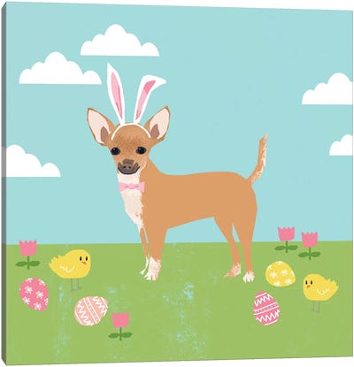 Chihuahua Easter Tan Canvas Art Print - Easter Art